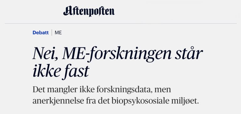 Nei, ME-forskningen står ikke fast
